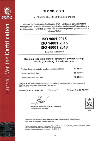 گواهی‌نامه ISO 9001:2015 صادرشده توسط ACM