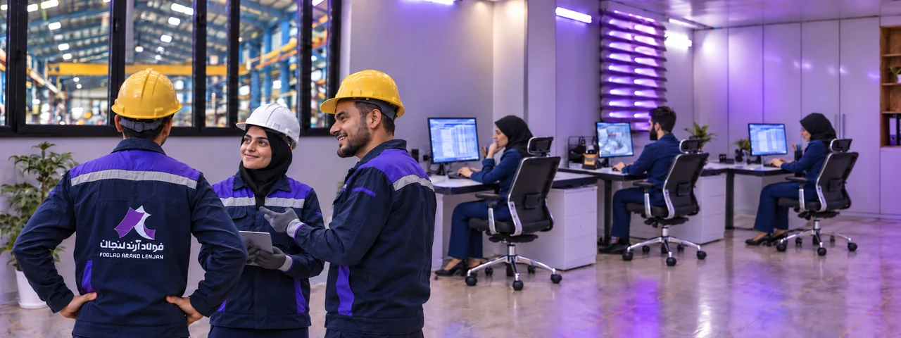 کارکنان فولاد آرند لنجان در محیط کار